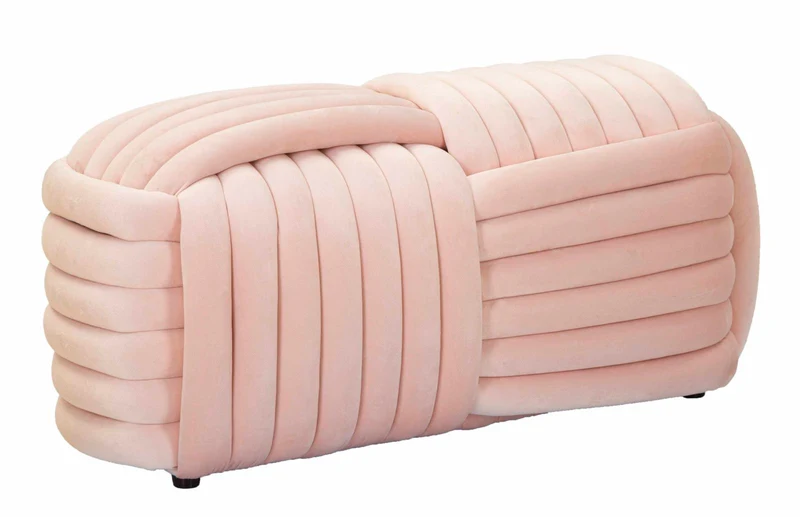 Panca Softy Rosa 90x45x45 cm in MDF e Cotone e Poliestere Rosa