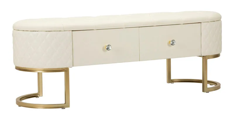 Panca con Cassetti Sharon 120x40x43 cm in Pino e MDF e Metallo e Plastica