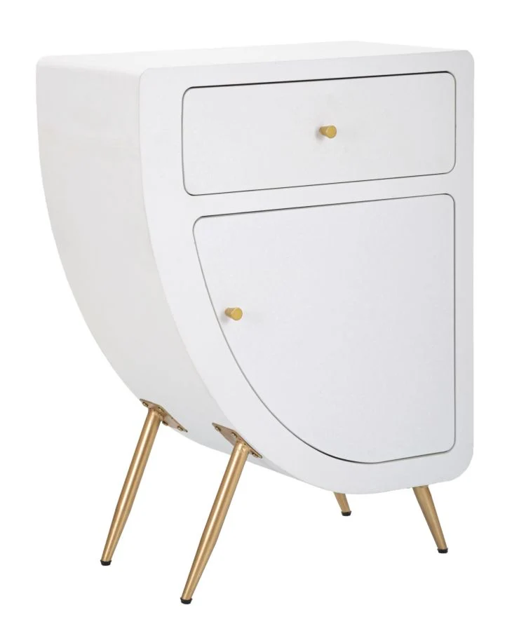 Comodino Alto Venus 60x32x79 cm in MDF e Ferro Bianco e Oro