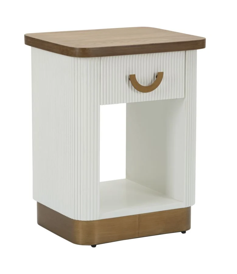 Comodino Tolosa 48x40x62 cm in MDF e Frassino e Ferro
