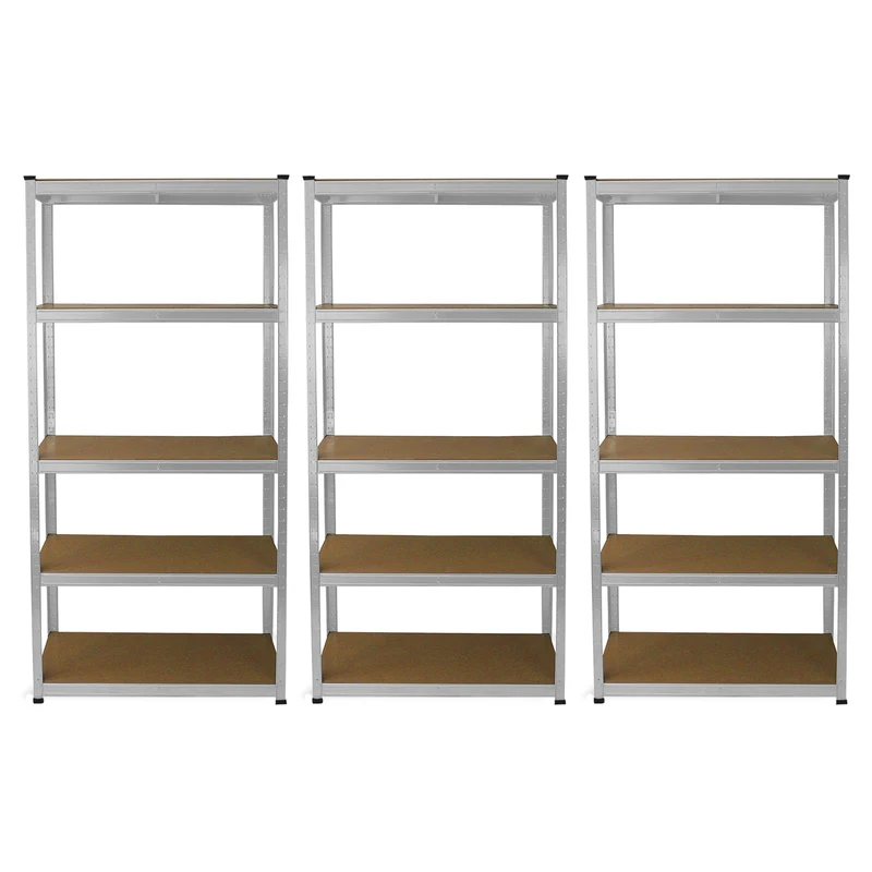 Set 3 Scaffali Metallici Senza Bulloni per Magazzino e Garage - Grigio