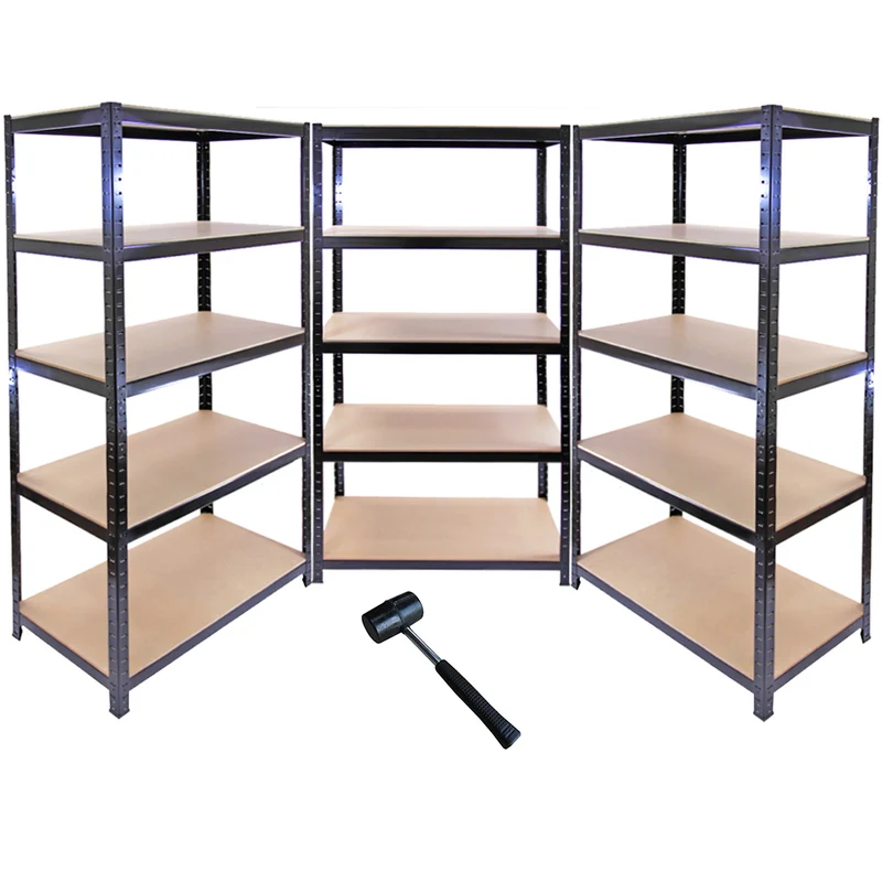 3 Scaffali T-Rax In Acciaio Senza Bulloni Neri 90cm