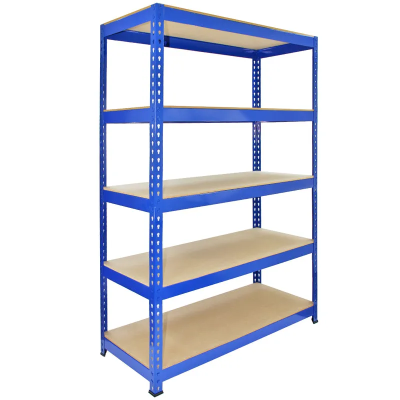 Set 5 Scaffali Metallici 5 Ripiani MDF Portata 200 kg - Blu