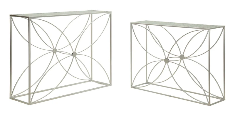 Console Paradise Coppia 100x30x78 cm in Metallo e Vetro Argento