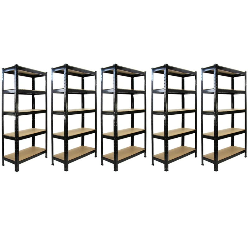 Scaffale da Garage ad Incastro T-Rax - Nero - 75cm x 30cm - 5 Pezzi