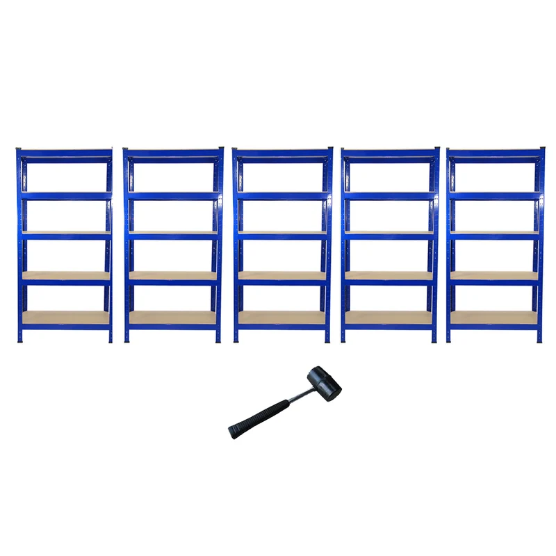 Scaffale da Garage ad Incastro T-Rax - Blu - 75cm x 30cm - 5 Pezzi con Martello