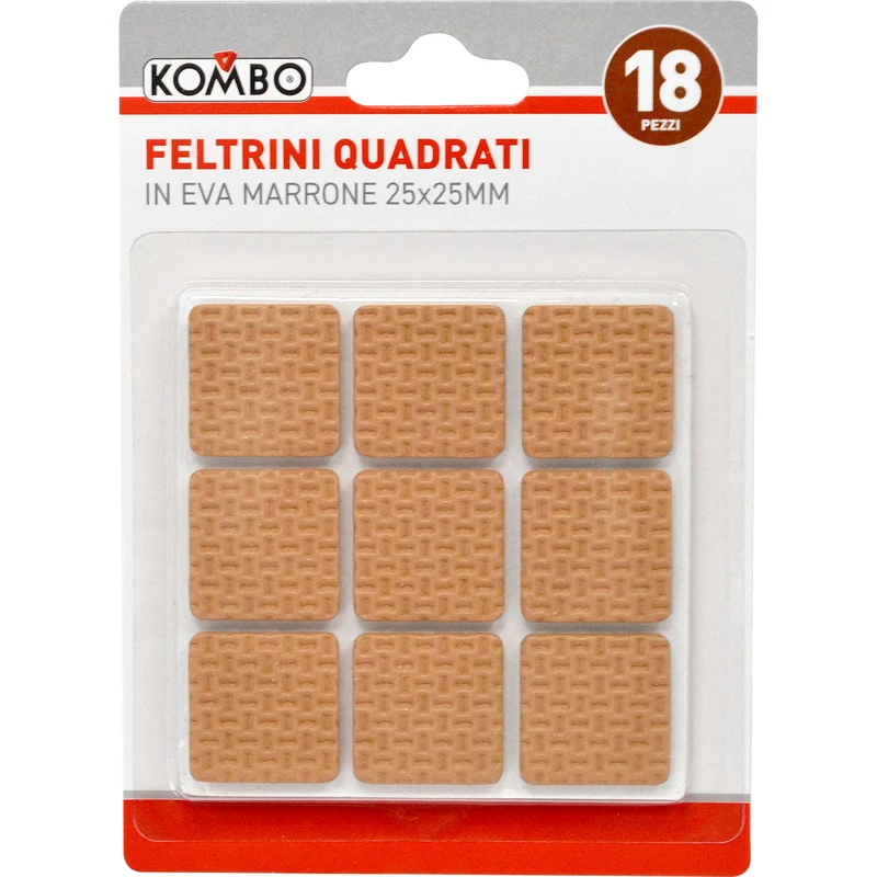 SET 18 PZ FELTRINI QUADRATI IN EVA MARRONE 25X25mm