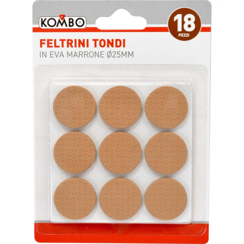 Set 18 pezzi feltrini tondi in eva marrone
