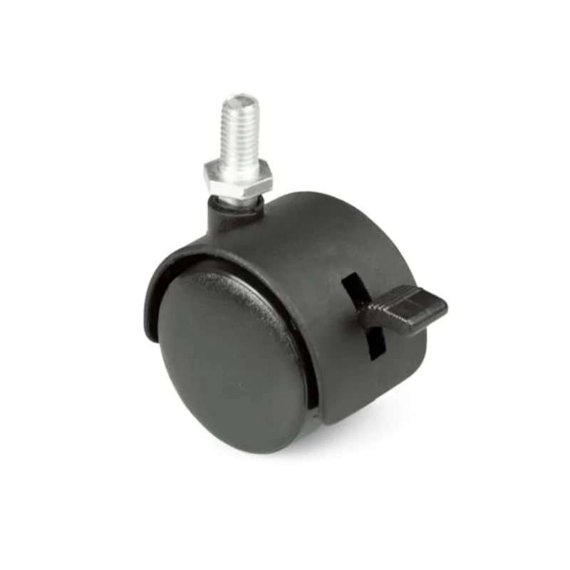 Ruota Piroettante per Mobili in Plastica con Filetto M8 e Freno - Ø40mm
