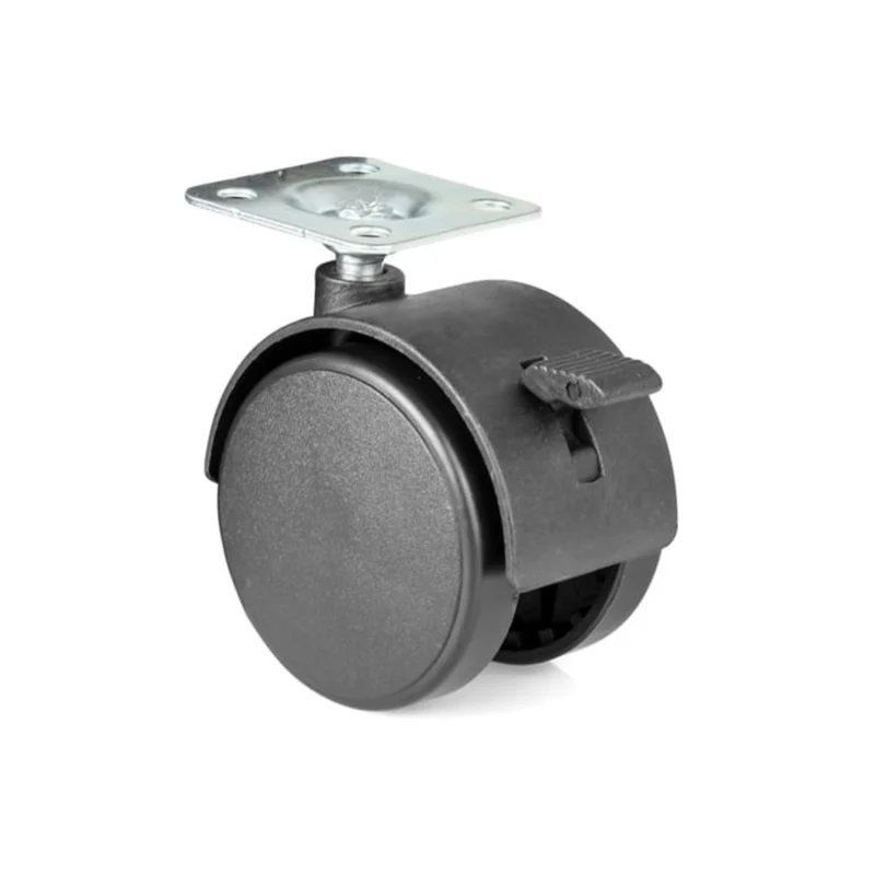 Ruota per Mobili Piroettante in Plastica con Freno e Piastra Ø50mm