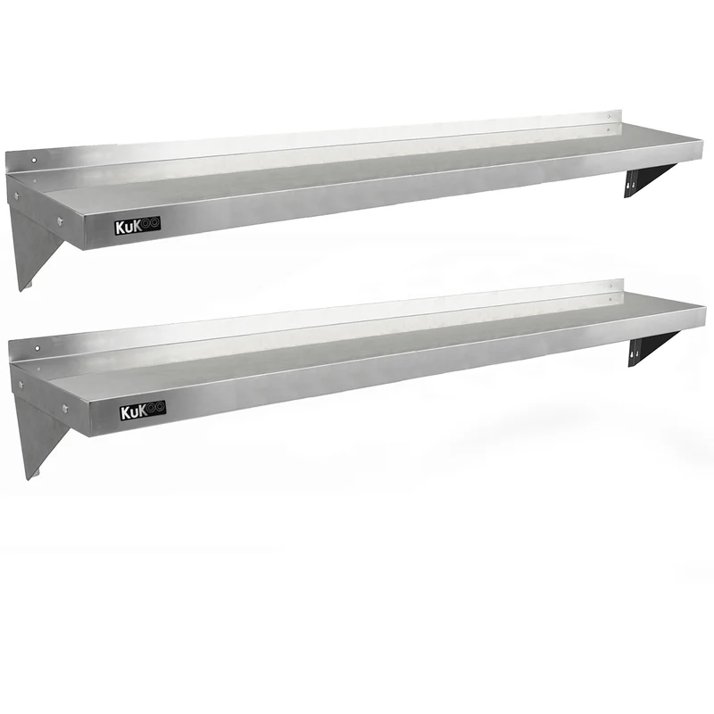 2 Mensole da Cucina a Muro in Acciaio Inox KuKoo 194cm x 30cm