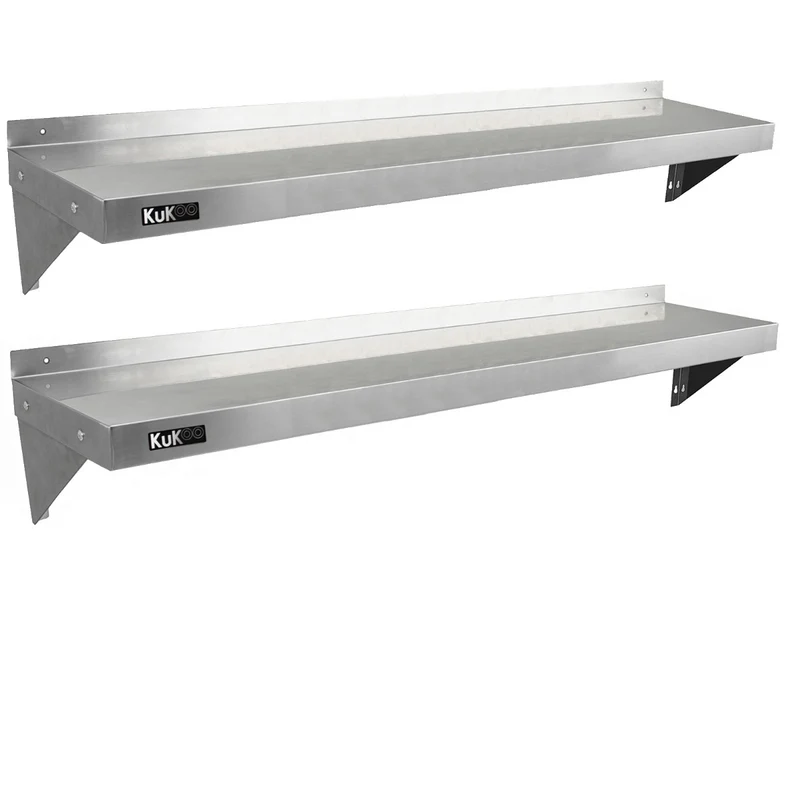 2 Mensole da Cucina a Muro in Acciaio Inox KuKoo 150cm x 30cm
