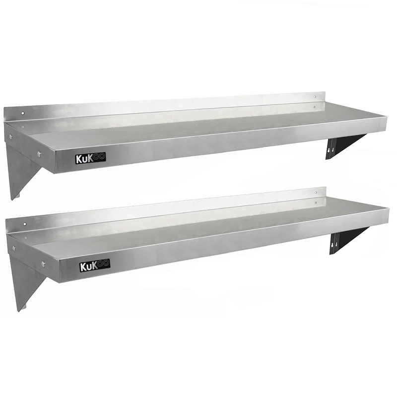 2 Mensole da Cucina a Muro in Acciaio Inox KuKoo 140cm x 30cm
