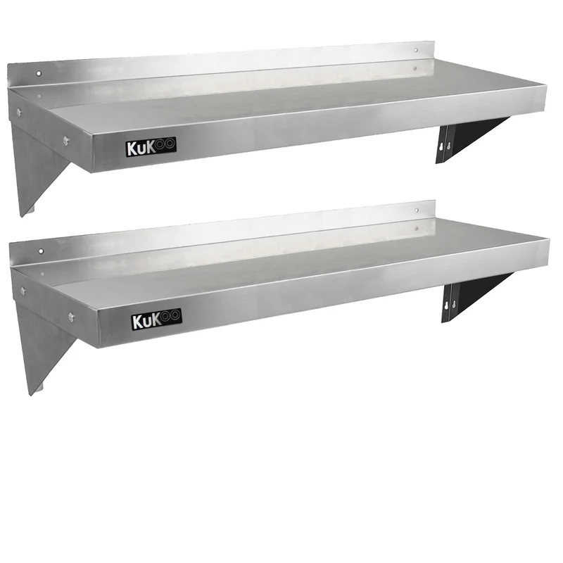 2 Mensole da Cucina a Muro in Acciaio Inox KuKoo 125cm x 30cm