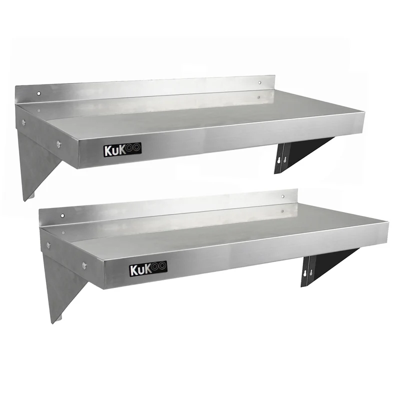 2 Mensole da Cucina a Muro in Acciaio Inox KuKoo 100cm x 30cm