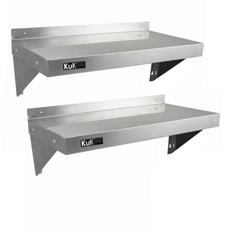 2 Mensole da Cucina a Muro in Acciaio Inox KuKoo 90cm x 30cm