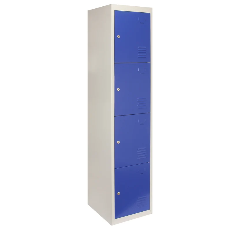 Armadietto da Montare con 4 Porte Blu in Acciaio per Scuole Palestre Spogliatoi