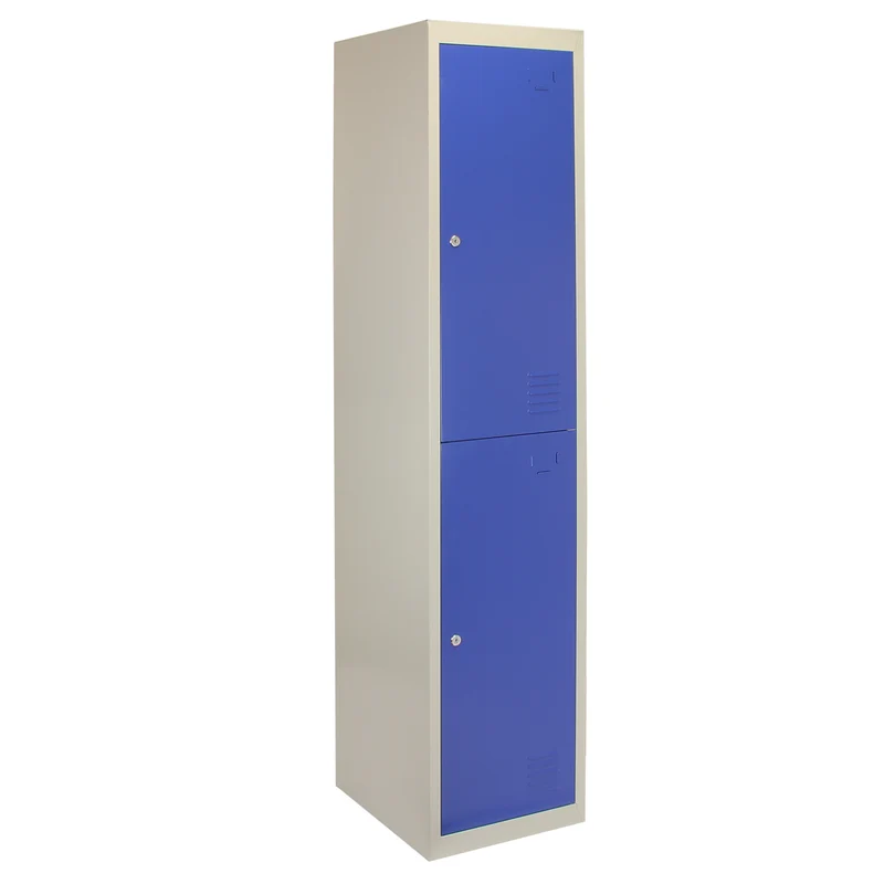Armadietto da Montare con 2 Porte Blu in Acciaio per Scuole Palestre Spogliatoi