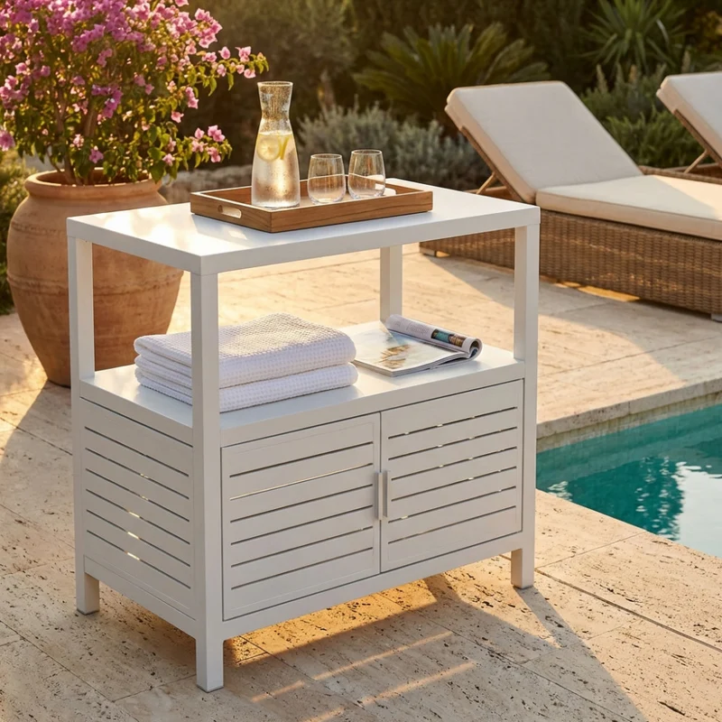 Credenza Mobiletto Phoenix in Alluminio Bianco