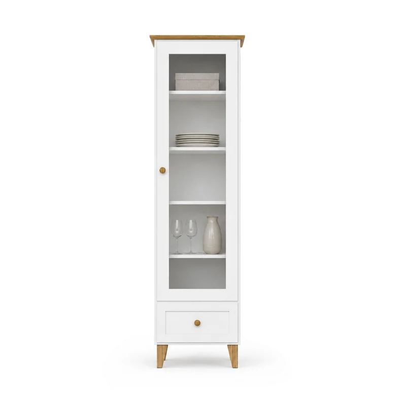 Vetrina in legno 1S 57 Scandi bianco / rovere naturale
