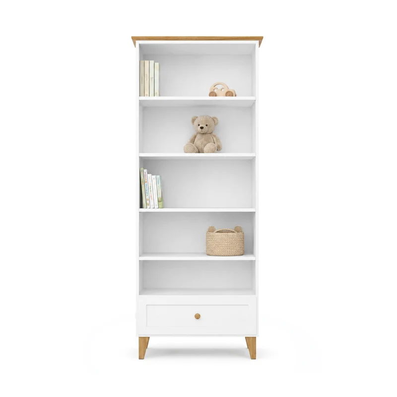 Scaffale in legno 1S 80 Scandi bianco / rovere naturale