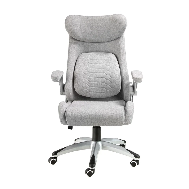 Sedia girevole da ufficio in tessuto grigio