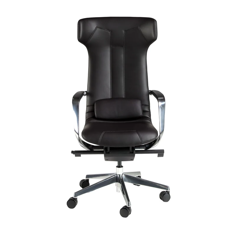 Sedia girevole da ufficio in similpelle nera
