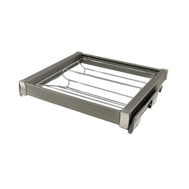Portascarpe Estraibile per Armadio 700mm Soft-Close - Cromo/Alluminio - Grigio