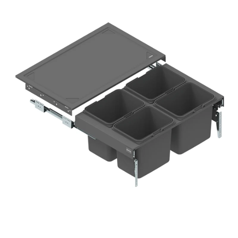 Pattumiera differenziata estraibile 4 secchi (4x15L o 4x20L) - Soft Close per mobile 80cm