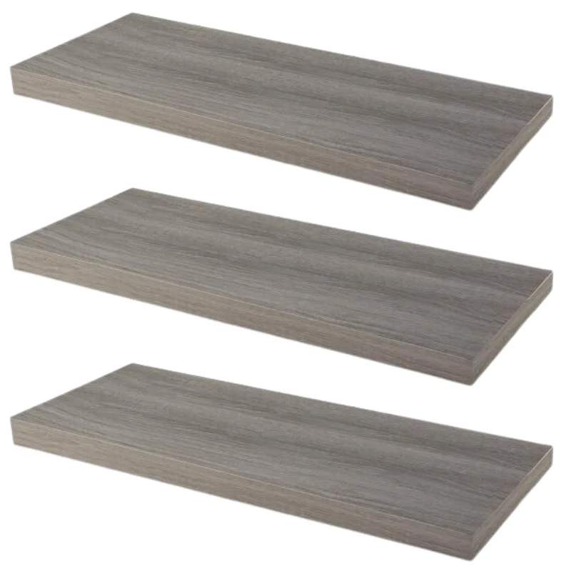 Mensola a scomparsa per libri - Set da 3 - Rovere Grigio - 60cm