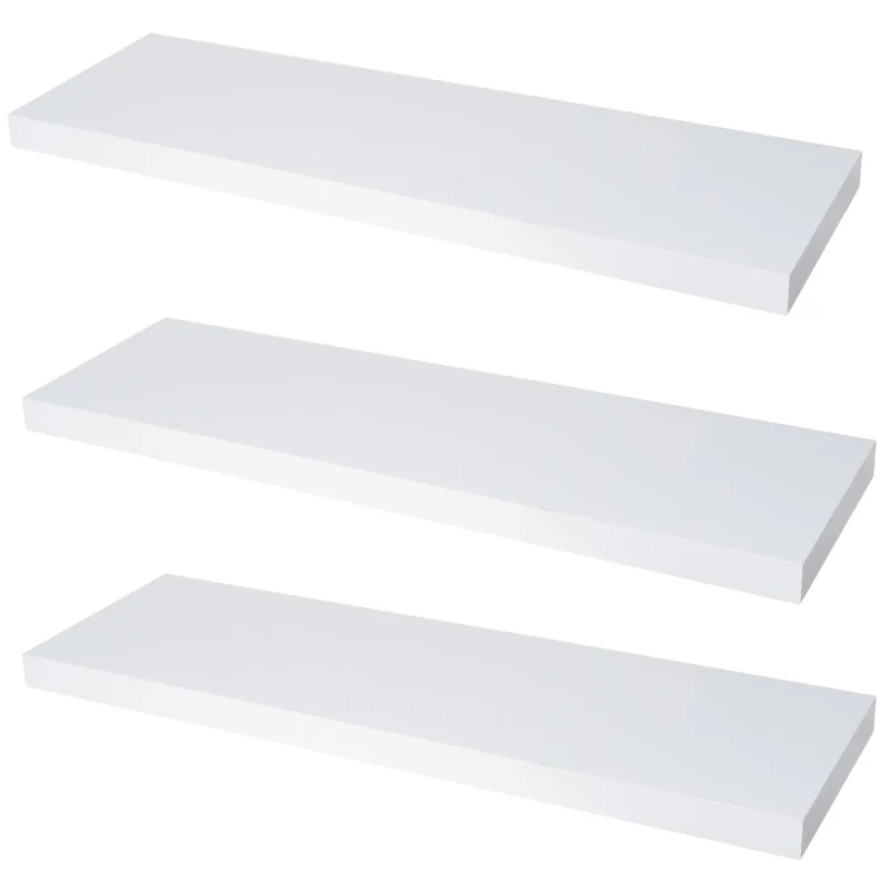 Mensola a scomparsa per libri - Set da 3 pezzi - Bianco opaco - 80cm