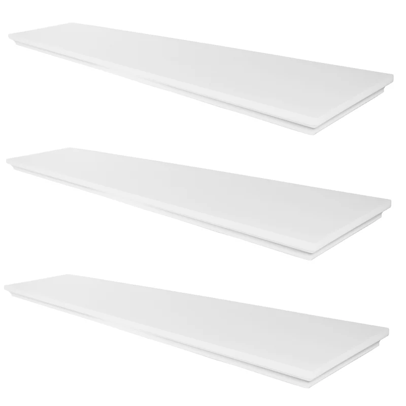 Mensola a scomparsa classica - Set da 3 pezzi, Bianco opaco, 118cm