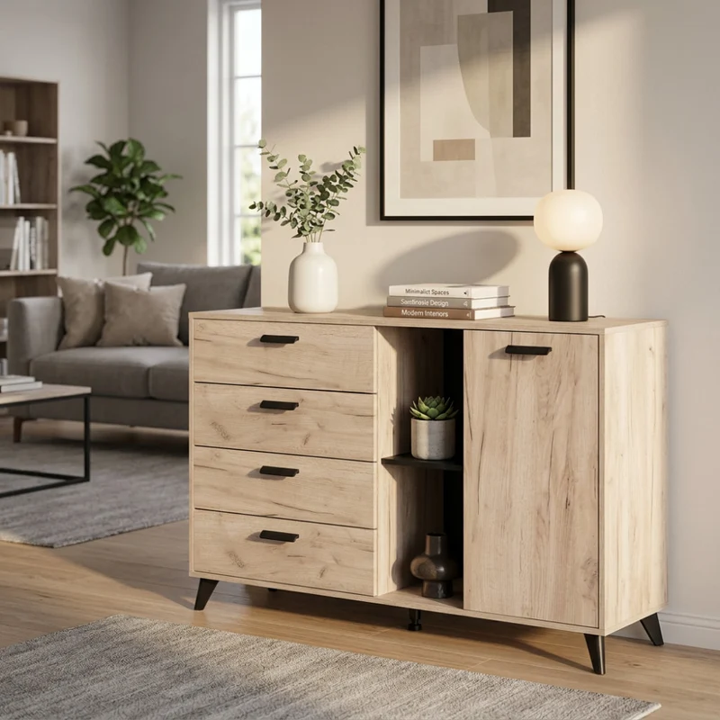 Credenza Umbria in Truciolare Bilaminato Rovere Grigio