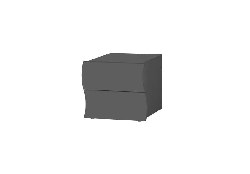 Comodino 2 Cassetti Onda 50x40x41,3 cm Finitura in Melamina Antracite Opaco