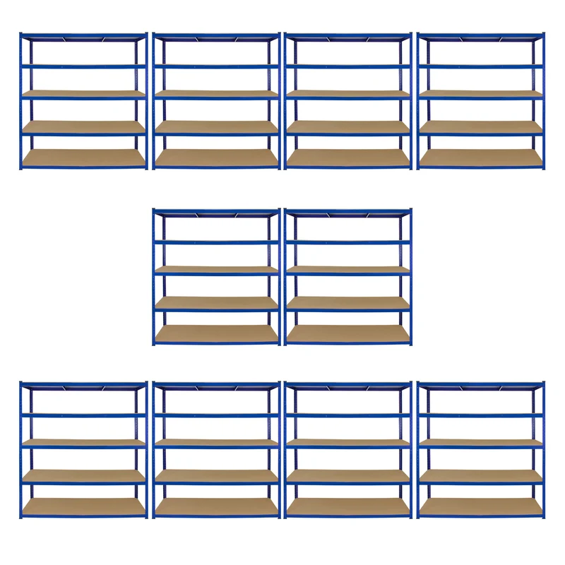 10 Scaffali T-Rax in Acciaio Senza Bulloni Blu 160cm
