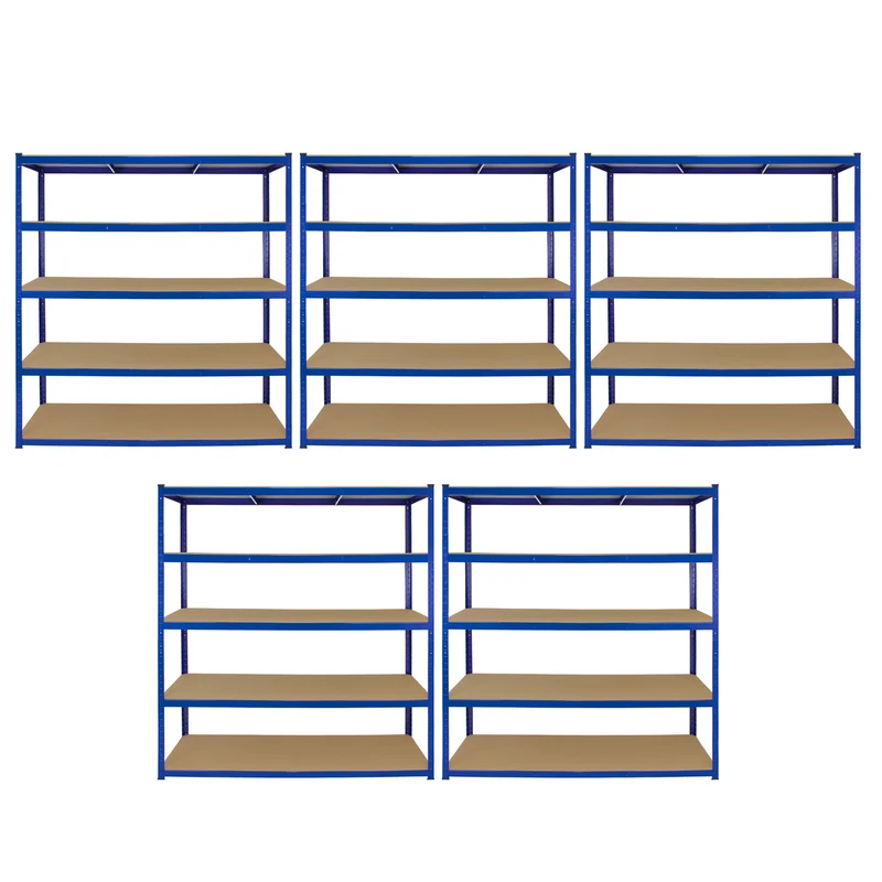 5 Scaffali T-Rax in Acciaio Senza Bulloni Blu 160cm