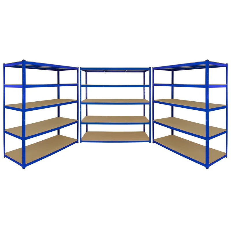 3 Scaffali T-Rax in Acciaio Senza Bulloni Blu 160cm