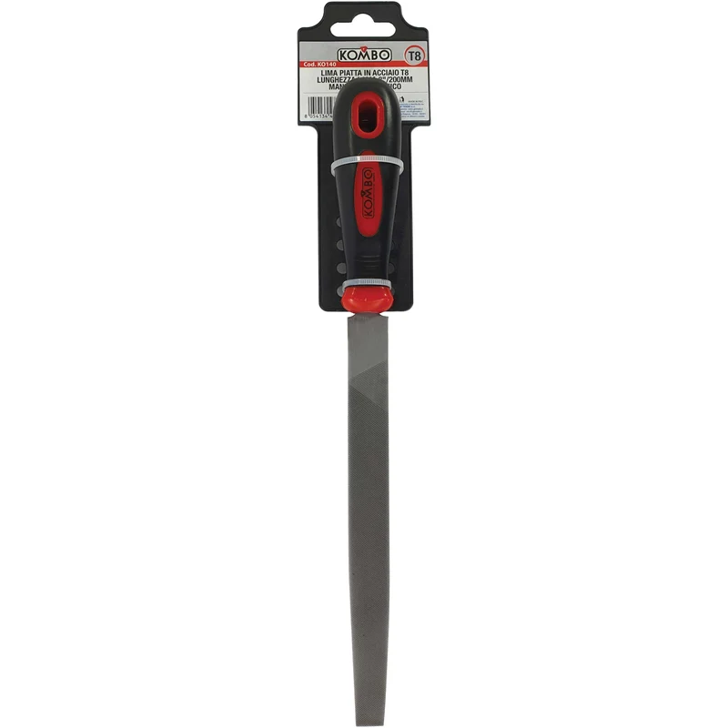 Lima Piatta in Acciao T8 200mm, Manico Ergonomico
