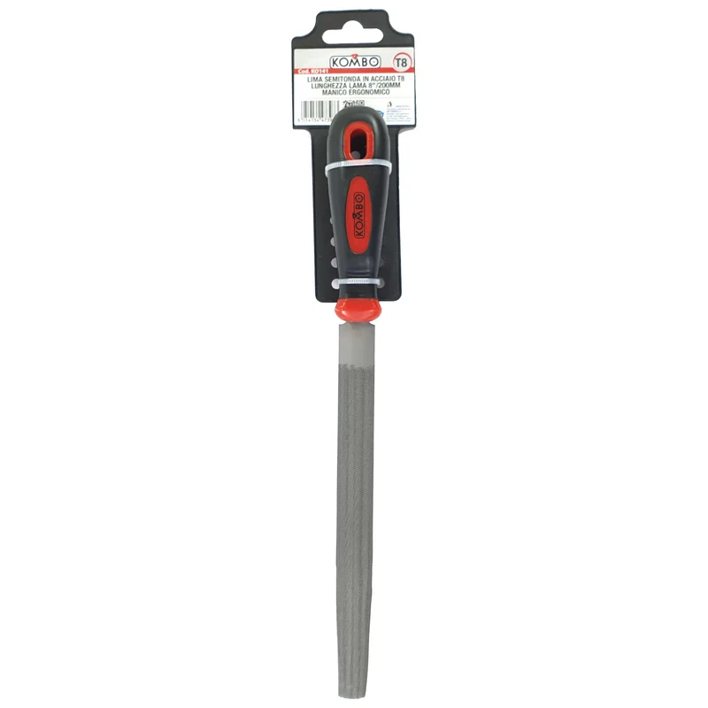 Lima Semitonda in Acciao T8, lunghezza lama 8"/200mm, Manico Ergonomico
