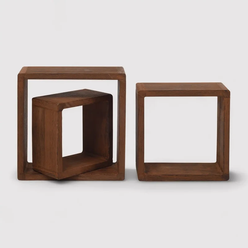 Dicentra - Set di 3 mensole quadrate design in legno