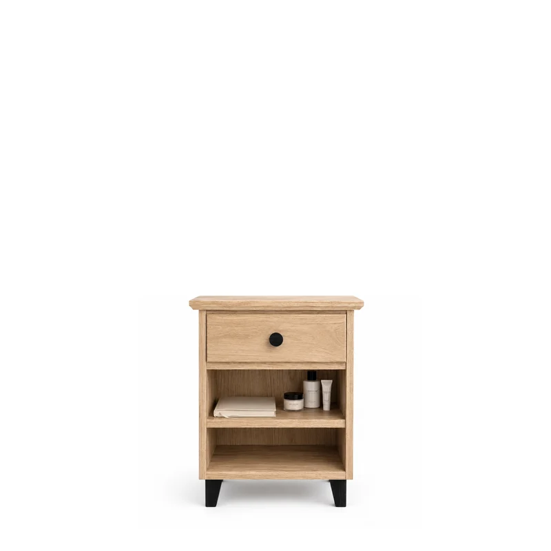 Comodino in rovere 1C N02 Scandi rovere naturale / nero
