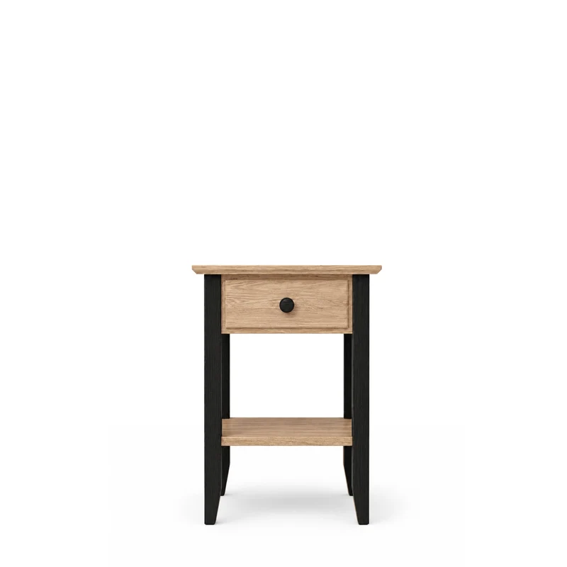 Comodino in rovere 1C N01 Scandi rovere naturale / nero
