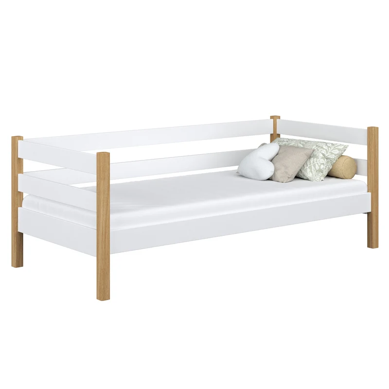 Letto divano in legno N01 bianco / rovere