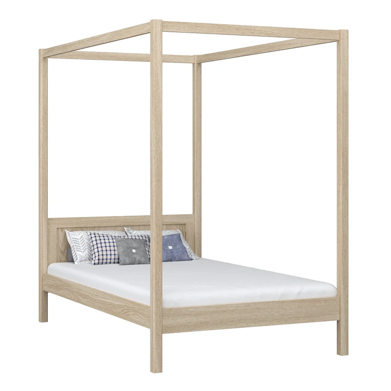 Letto singolo a baldacchino in rovere N02 rovere sbiancato