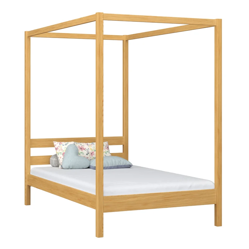 Letto singolo a baldacchino in legno N01 pino naturale