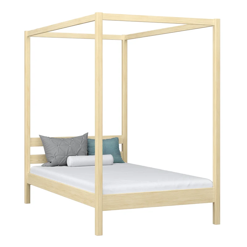 Letto singolo a baldacchino in legno N01 pino trasparente