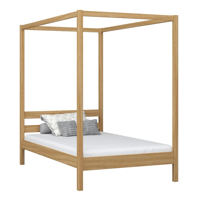 Letto singolo a baldacchino in rovere N01 rovere naturale