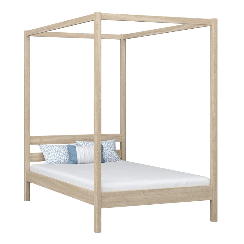 Letto singolo a baldacchino in rovere N01 rovere sbiancato