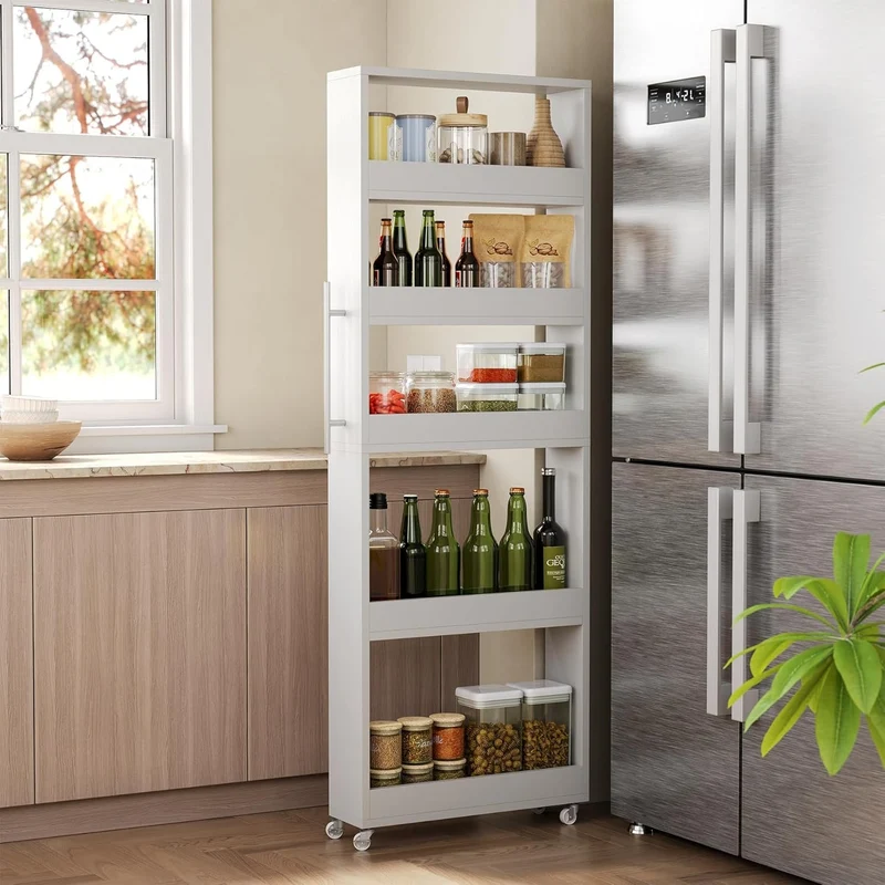 Tribesigns Carrello portaoggetti sottile su ruote, Mensola da 160 cm alto 5 ripiani per cucina