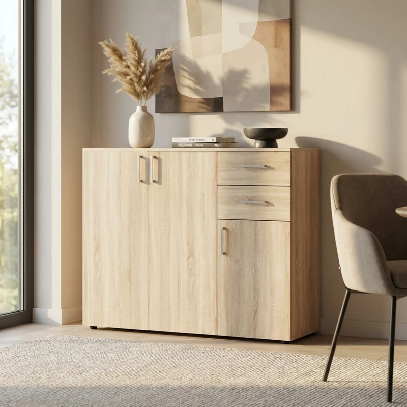 Credenza Flexi in Truciolare Bilaminato Effetto Quercia